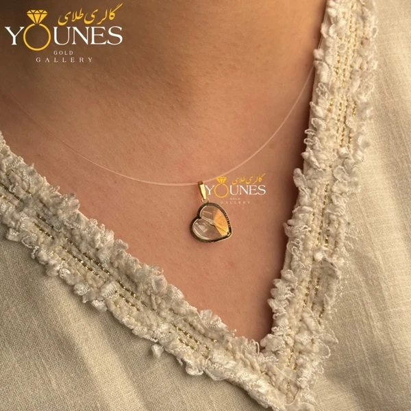 آویز طلا سواروسکی قلبی هلویی